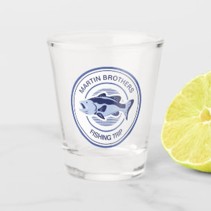 Custom Fisherman Blue Bass Fish Shot Glass