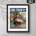 Custom Fishing Magazine Cover, Funny Fishing Gifts Poster<br><div class="desc">Celebrate your favourite angler with this personalised fishing gift – custom fishing magazine cover framed art! Featuring their photo and fun, creative headlines, this unique design turns them into the angler of the year or any custom title you choose. Perfect for birthdays, Father’s Day, retirements, or as a fun trophy...</div>