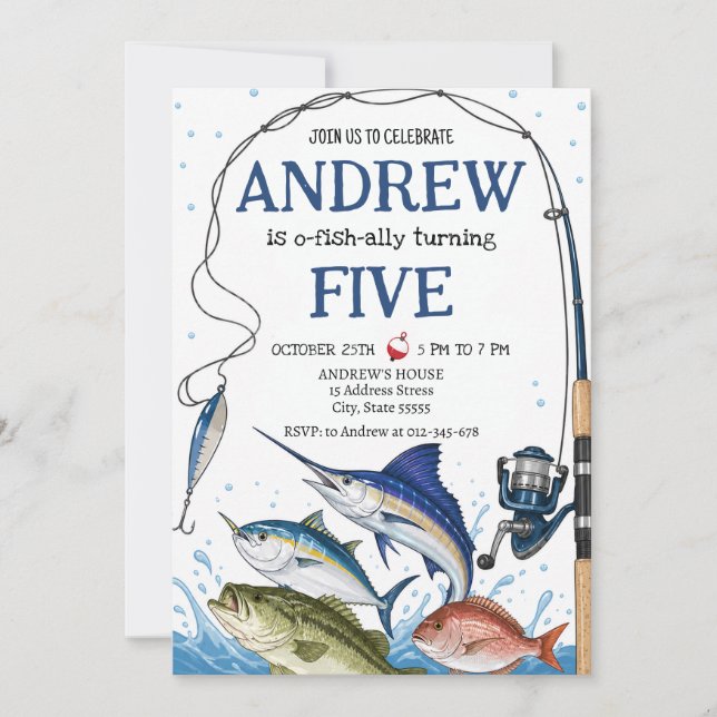 Custom Fishing Party Birthday Invitation (Front)