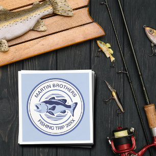 Custom Fishing Trip Blue Bass Lake Fisherman Party Napkin