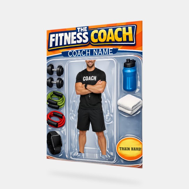 Custom Fitness Coach Photo and Name  Acrylic Sign (Angle)