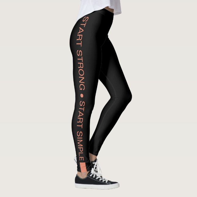 Custom Fitness Studio Slogan Orange on Black Leggings (Right)