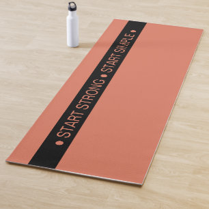 Custom Fitness Studio Tagline Black Stripe Orange Yoga Mat