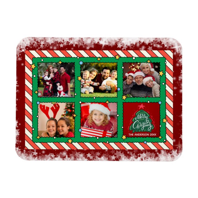 Custom Five Photo Christmas  Magnet (Horizontal)