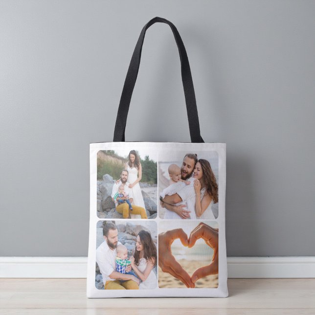 Custom Five Photo Personalized Double Sided  Tote Bag (Creator Uploaded)