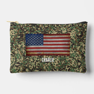 Custom Flag Camouflage Green Personalised Name Accessory Pouch