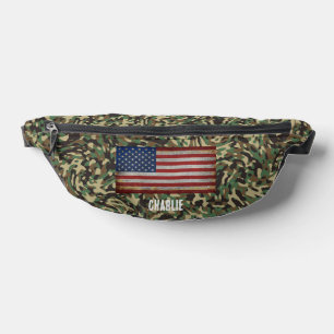 Custom Flag Camouflage Green Personalised Name Bum Bags