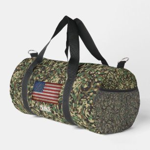 Custom Flag Camouflage Green Personalised Name Duffle Bag