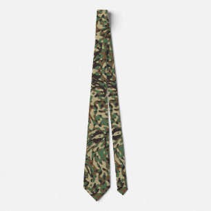 Custom Flag Camouflage Green Personalised Name Tie