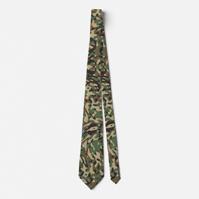 Custom Flag Camouflage Green Personalised Name Tie (Front)