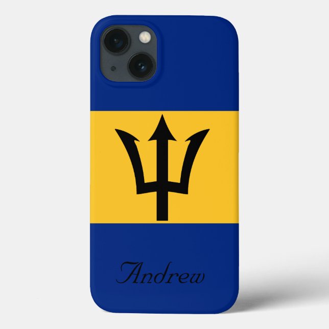 Custom Flag of Barbados Trident of Neptune Case-Mate iPhone Case (Back)