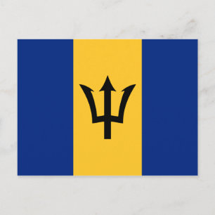 Custom Flag of Barbados Trident of Neptune Postcard