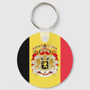 Custom Flag of Belgium Black Yellow Red  Key Ring