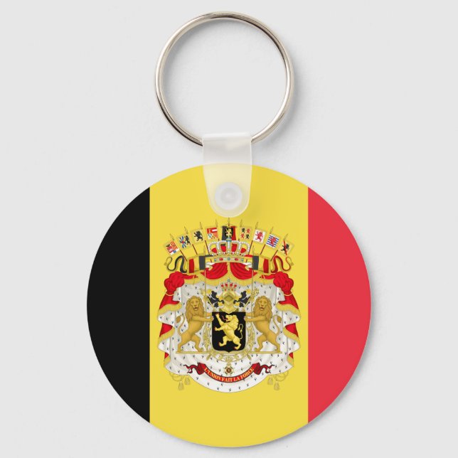 Custom Flag of Belgium Black Yellow Red  Key Ring (Front)