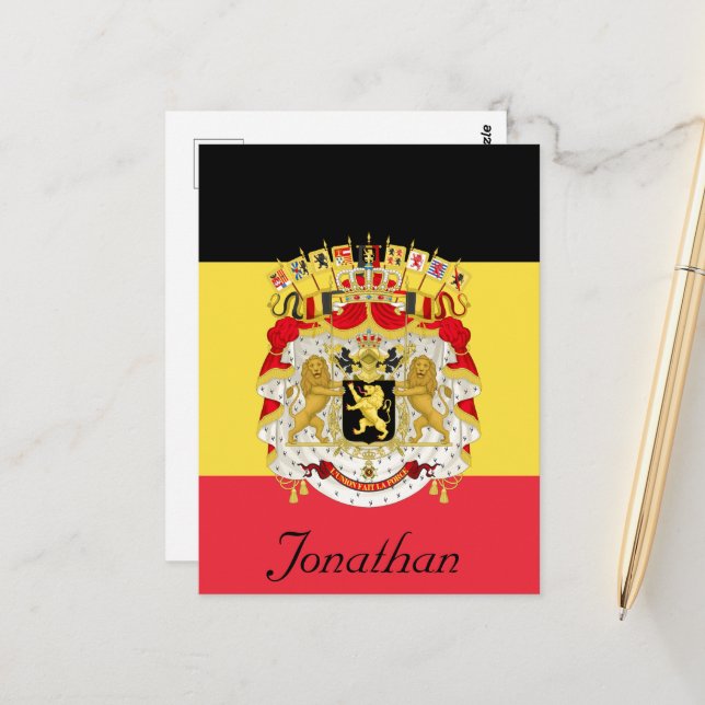 Custom Flag of Belgium Black Yellow Red Postcard (Front/Back In Situ)
