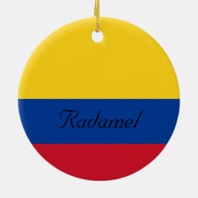 Custom Flag of Colombia Yellow Blue Red Ceramic Tree Decoration (Back)