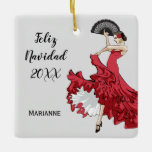 Custom Flamenco Christmas Ornament<br><div class="desc">Custom text. Pretty flamenco dancer ornament.</div>