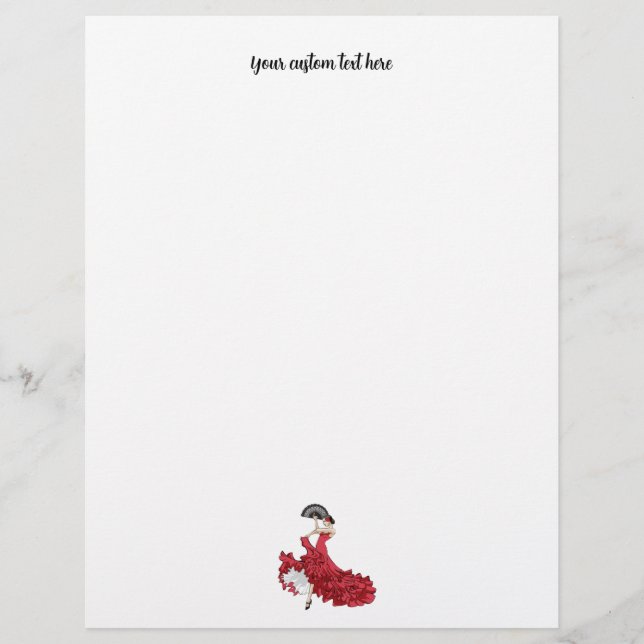 Custom Flamenco Dancer Stationery Custom Letterhead (Front)