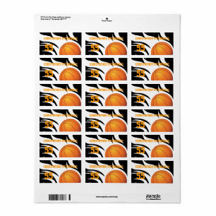 Custom Flaming Basketball Black and White Label