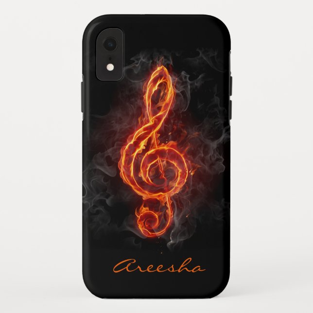 Custom Flaming Music Note Case-Mate iPhone Case (Back)