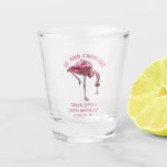 Custom Flamingo 50th Birthday 50 and Fabulous Shot Glass<br><div class="desc">Cute personalised 50th birthday party flamingo gag shot glass. Add your name and message by clicking on the "Personalise" button to create a unique party swag for your celebration. Makes a perfect keepsake for guests to remember this special milestone.</div>
