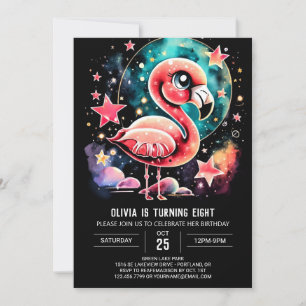 Custom Flamingo Modern Birthday Invitation
