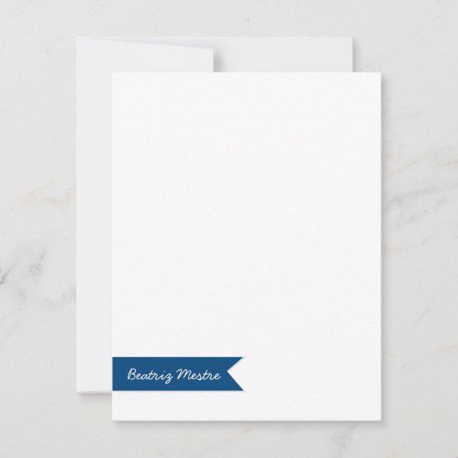 Custom Flat Note Card Blue Banner | Eco-Friendly (Front)