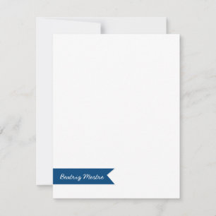 Custom Flat Note Card Blue Banner Eco-Friendly