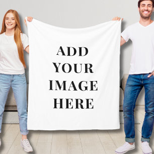 Custom Fleece Blanket Add Your Photo Optional Text