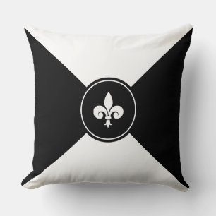 Custom Fleur de Lis on Black & White Throw Pillow