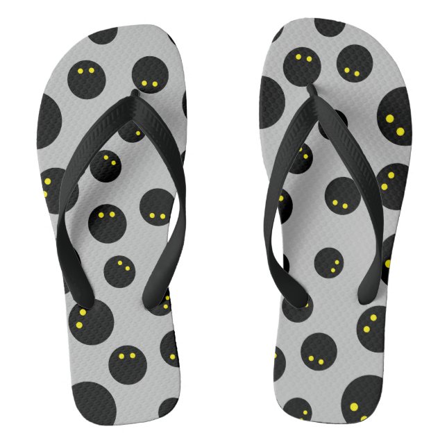 Custom flip flops with funny squash ball pattern (Footbed)