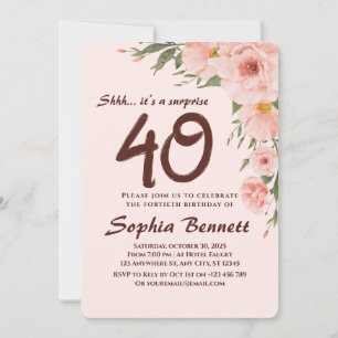 Custom Floral 40th Birthday Invitation