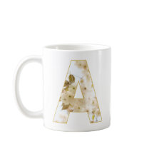Custom Floral A Initial and Name Mug
