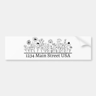 Custom Floral Address for Mailbox Bumper Sticker