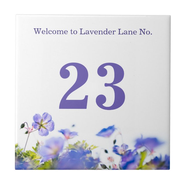 Custom Floral apartment (house) number Tile (Front)
