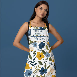 Custom Floral Apron – Culinary Science by [Name]