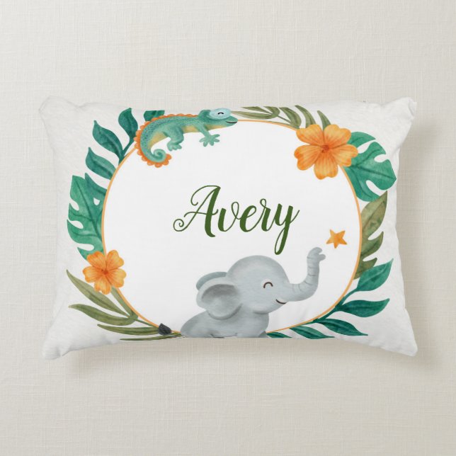 Custom Floral Baby Animals Accent Pillow (Front)