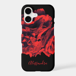 Custom Floral Black Red Roses Botanical Elegant