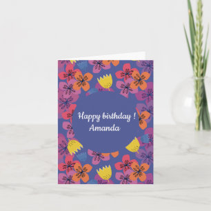 Custom floral blue birthday mother name invitation