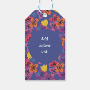 Custom floral blue birthday mother name invitation gift tags