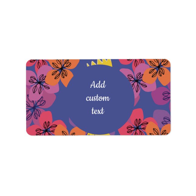 Custom floral blue flowers packaging  sticker (Front)