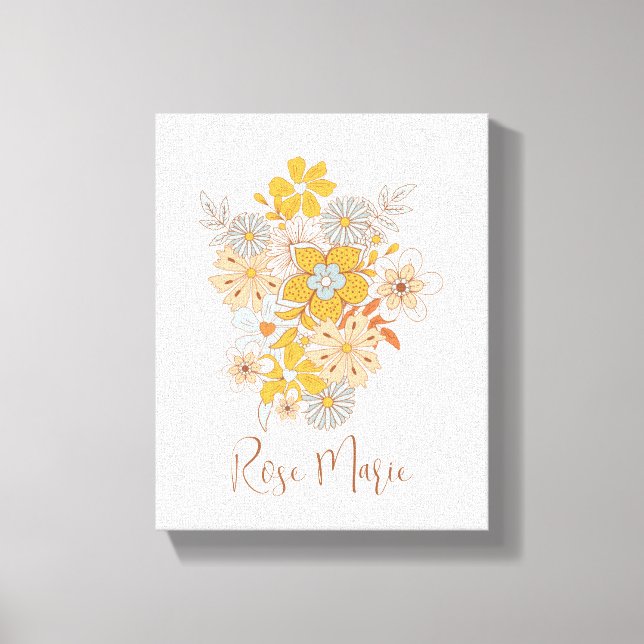 Custom Floral Boho Nursery Wall Art Canvas  (Front)