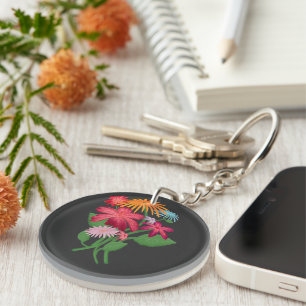 Custom Floral Bouquet Aesthetic Boho Flower Key Ring