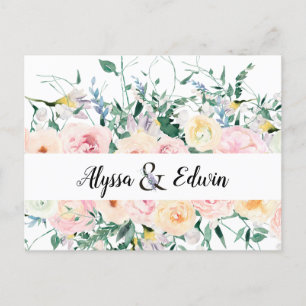 Custom Floral Bride Groom Names Save the Date Postcard