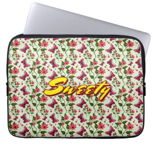 Custom floral Butterfly cherry seamless pattern Laptop Sleeve