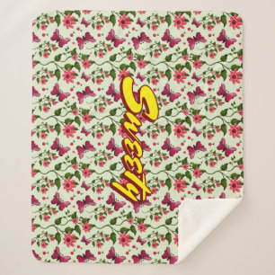 Custom floral Butterfly cherry seamless pattern Sherpa Blanket