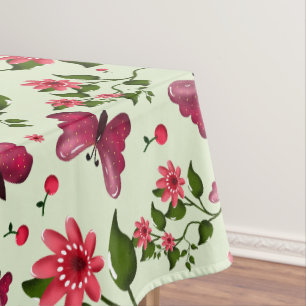 Custom floral Butterfly cherry seamless pattern Tablecloth