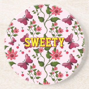 Custom floral butterfly pattern  coaster