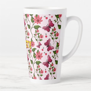 Custom floral butterfly pattern  latte mug