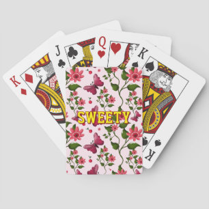 Custom floral butterfly pattern  playing cards